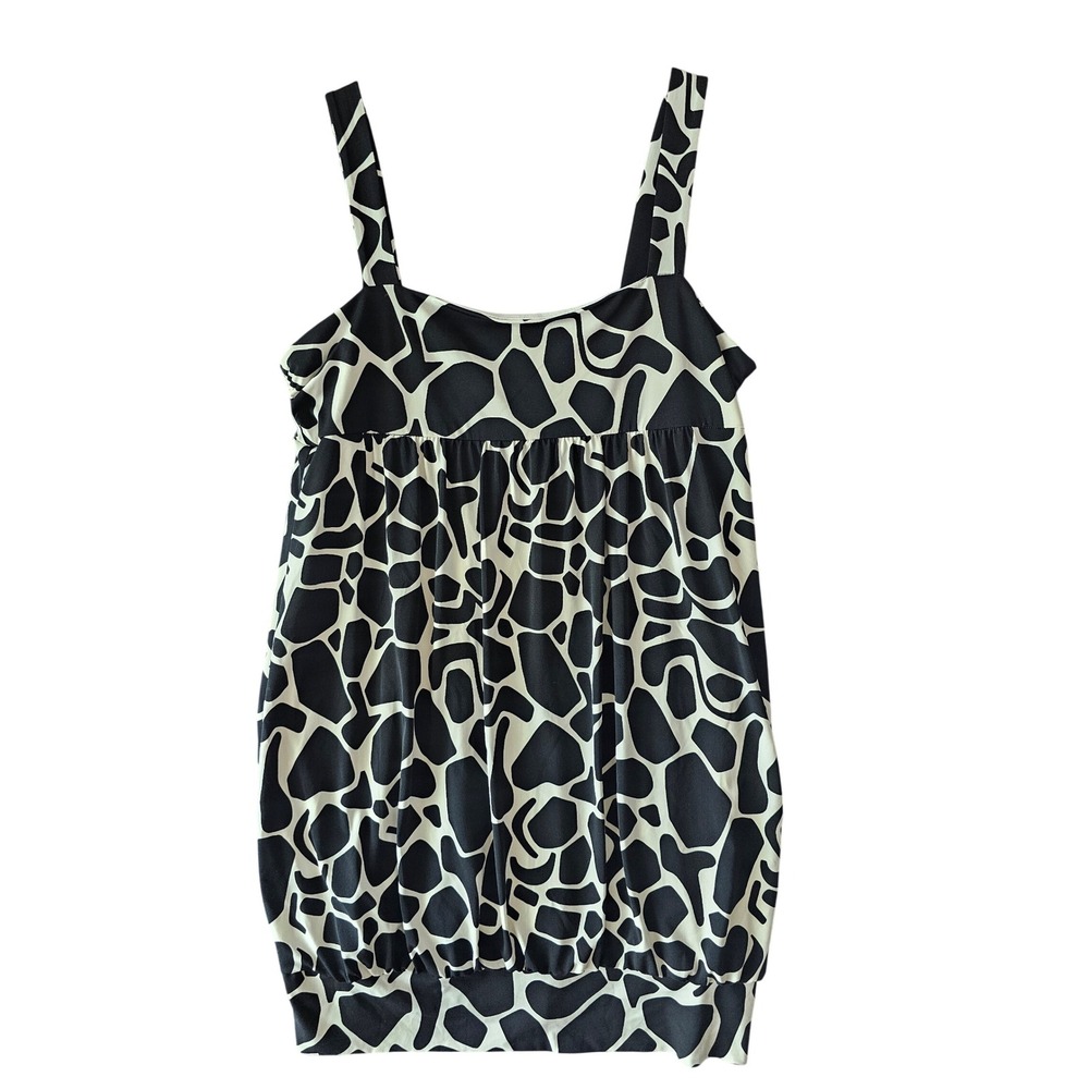 Scarlett Y2K Black & White Print Sleeveless Bubble Hem Dress Size 16 - Picture 3 of 9
